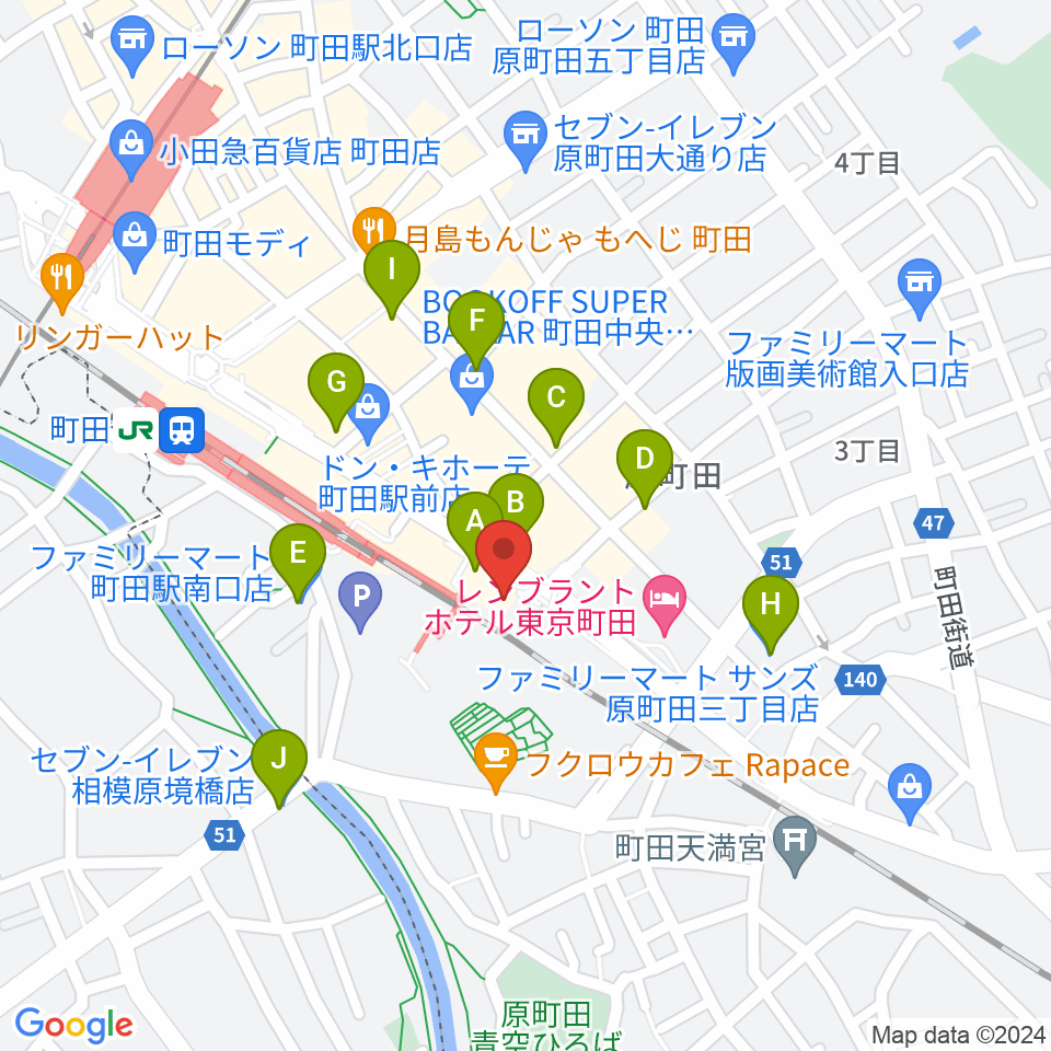 島村楽器 ミーナ町田店周辺のコンビニエンスストア一覧地図