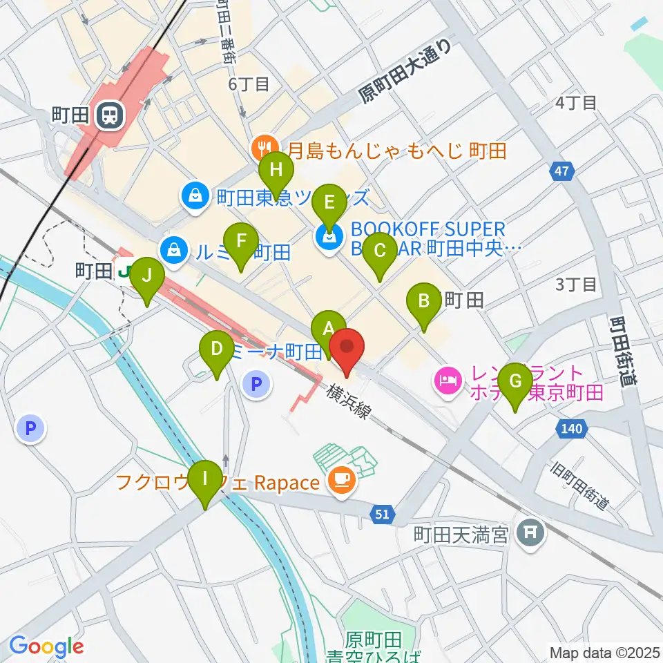 島村楽器 ミーナ町田店周辺のコンビニエンスストア一覧地図