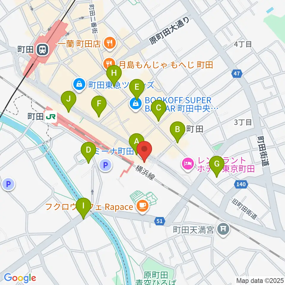 島村楽器 ミーナ町田店周辺のコンビニエンスストア一覧地図