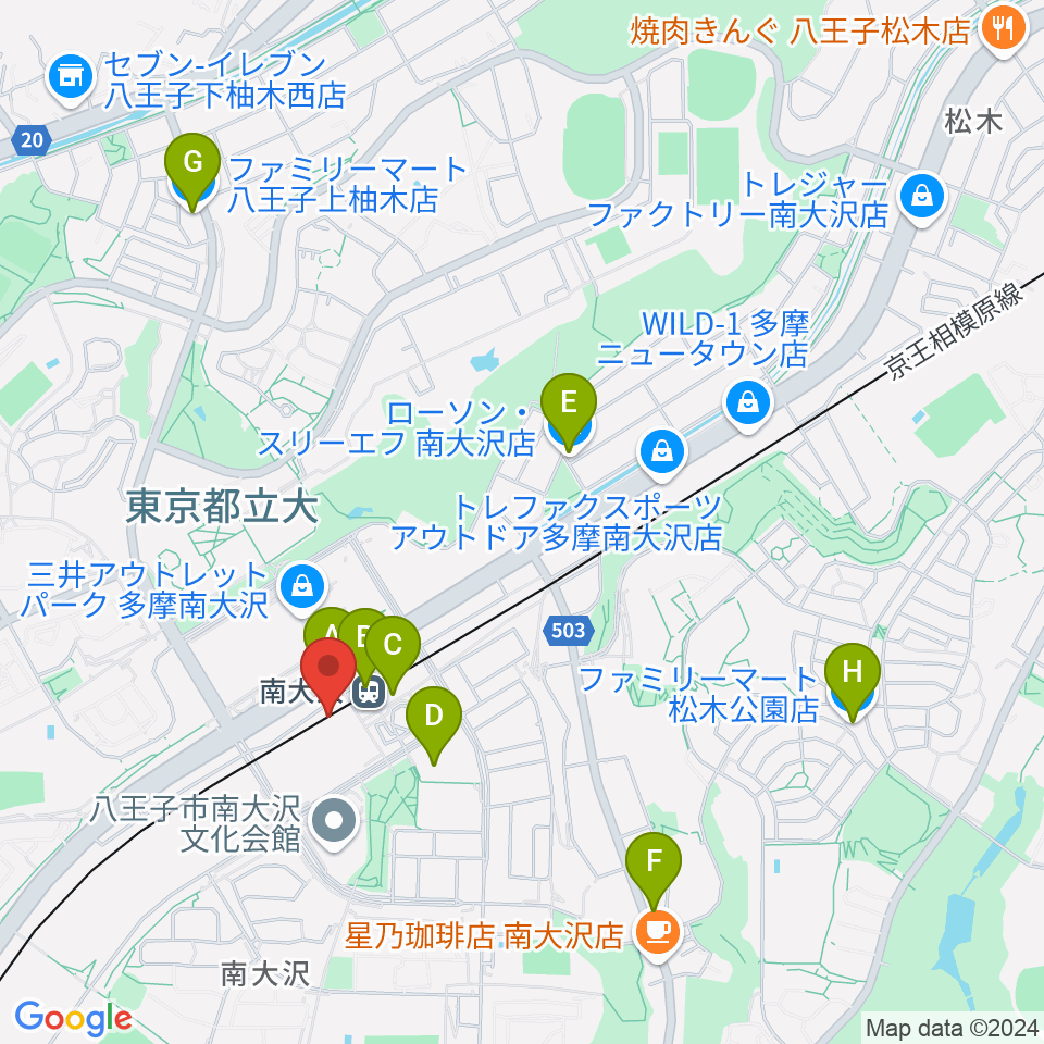 島村楽器 フレンテ南大沢店周辺のコンビニエンスストア一覧地図