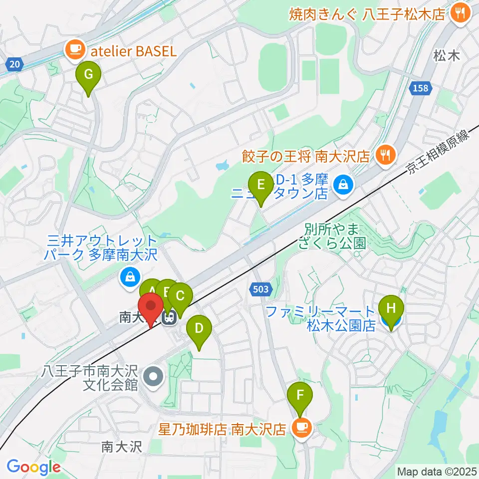 島村楽器 フレンテ南大沢店周辺のコンビニエンスストア一覧地図