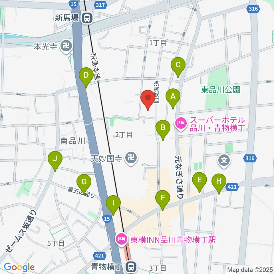 南品川TMスタジオ周辺のコンビニエンスストア一覧地図