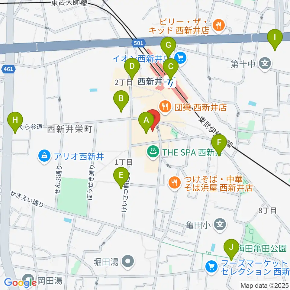 島村楽器 パサージオ西新井店周辺のコンビニエンスストア一覧地図