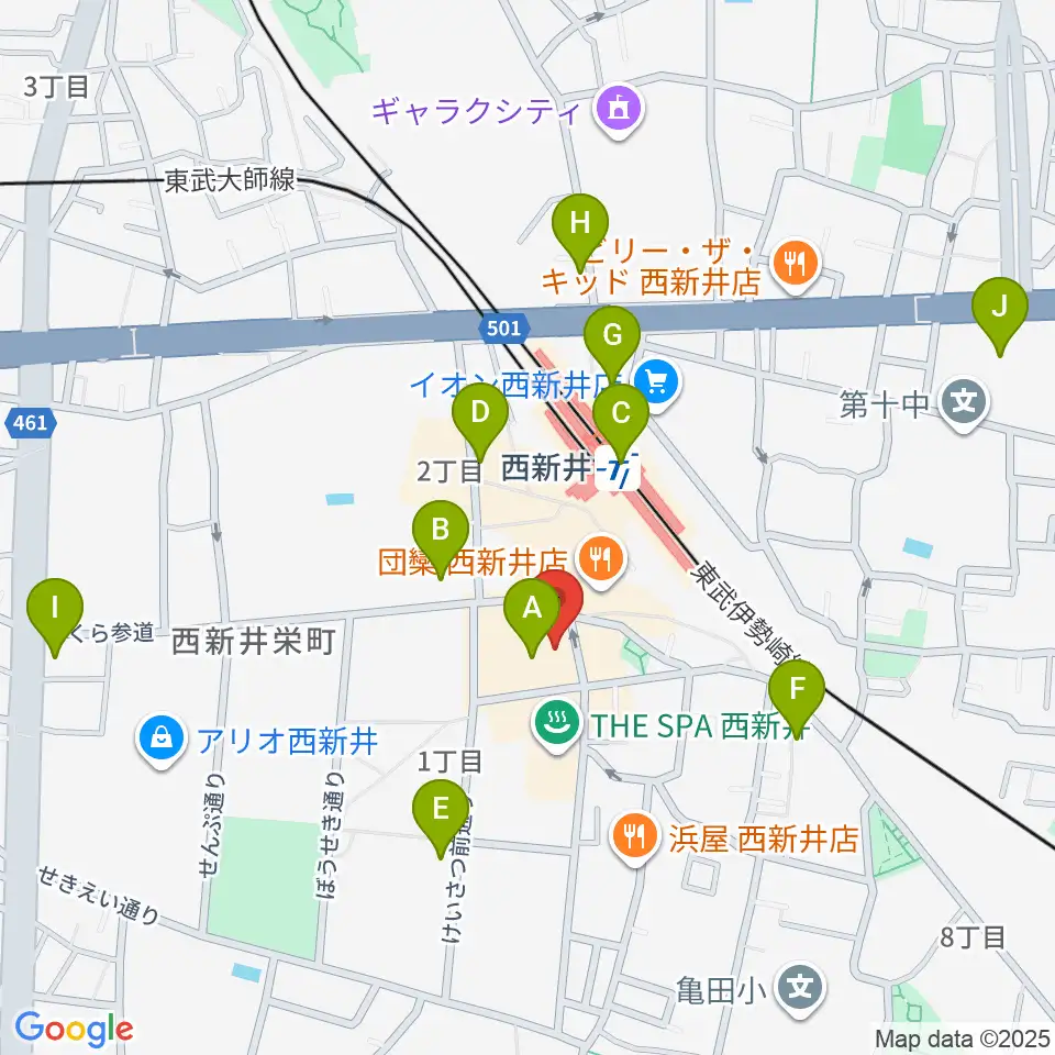 島村楽器 パサージオ西新井店周辺のコンビニエンスストア一覧地図
