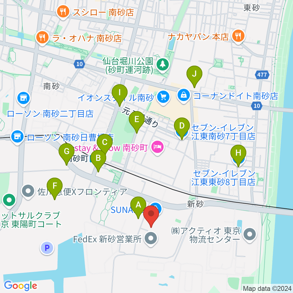 島村楽器 南砂町スナモ店周辺のコンビニエンスストア一覧地図