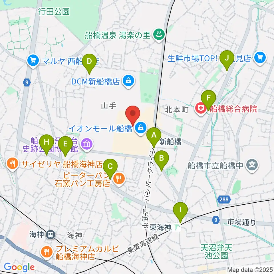 島村楽器イオンモール船橋店周辺のコンビニエンスストア一覧地図