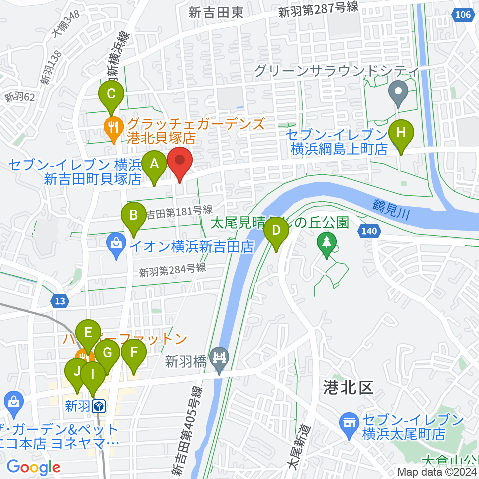 貝塚音楽教室周辺のコンビニエンスストア一覧地図