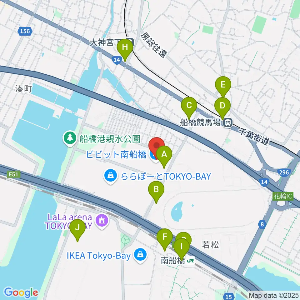 島村楽器 ビビット南船橋店周辺のコンビニエンスストア一覧地図