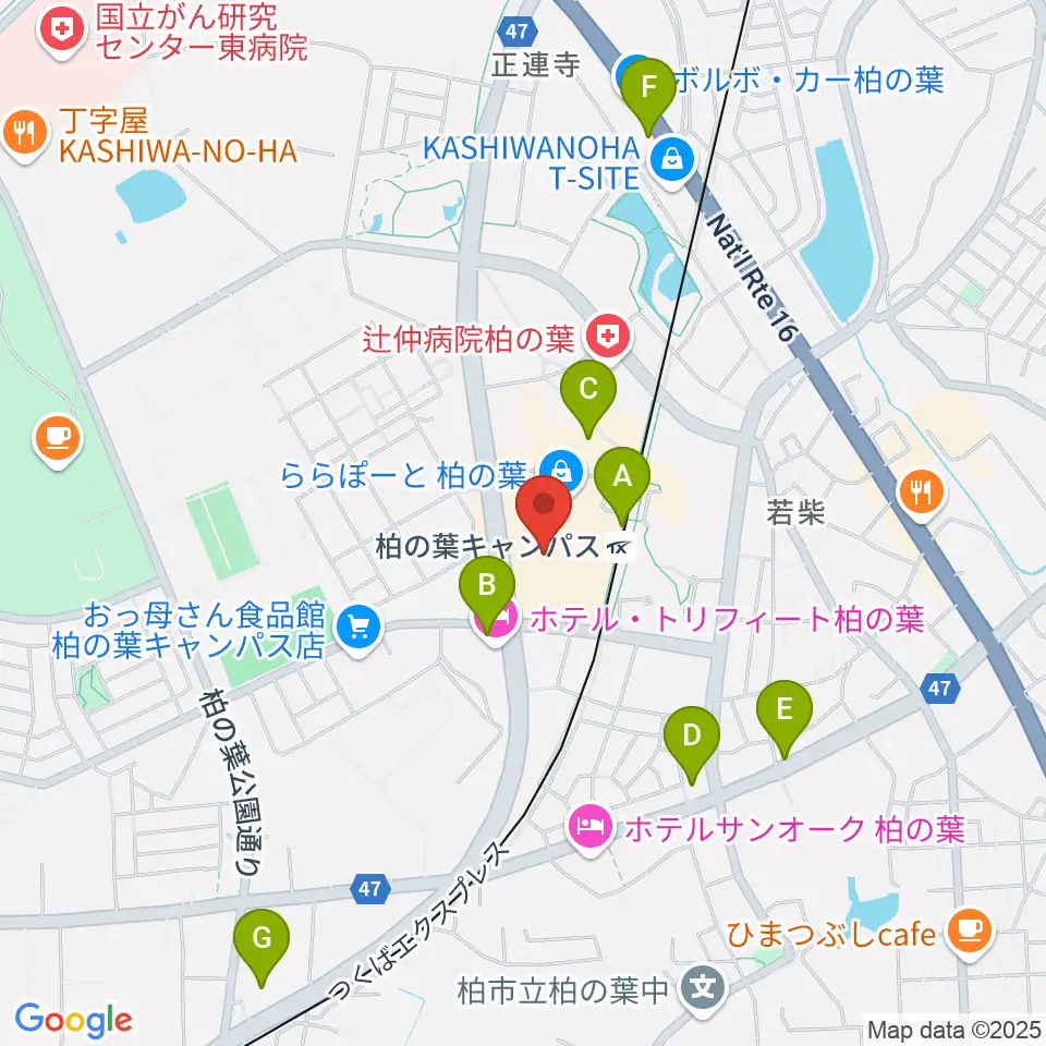 島村楽器 ららぽーと柏の葉店周辺のコンビニエンスストア一覧地図