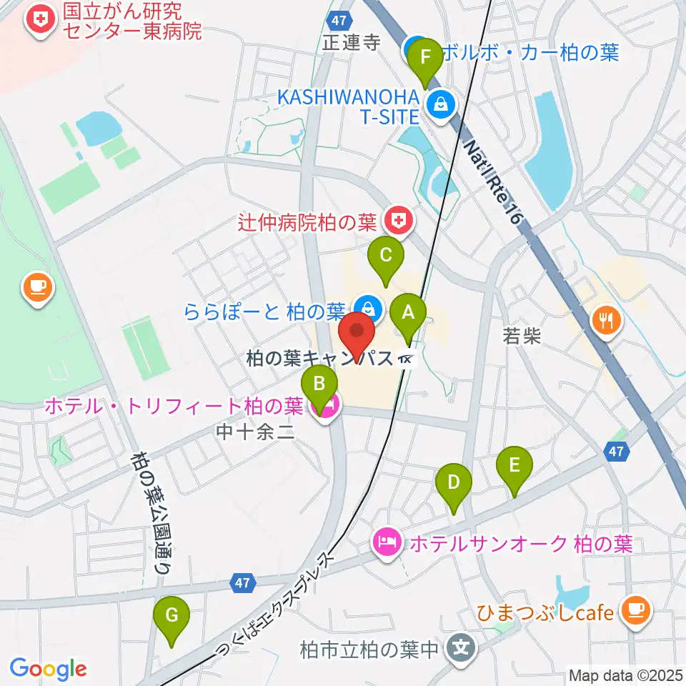 島村楽器 ららぽーと柏の葉店周辺のコンビニエンスストア一覧地図