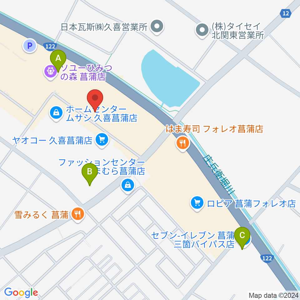 島村楽器 モラージュ菖蒲店周辺のコンビニエンスストア一覧地図