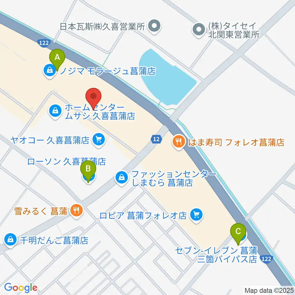 島村楽器 モラージュ菖蒲店周辺のコンビニエンスストア一覧地図