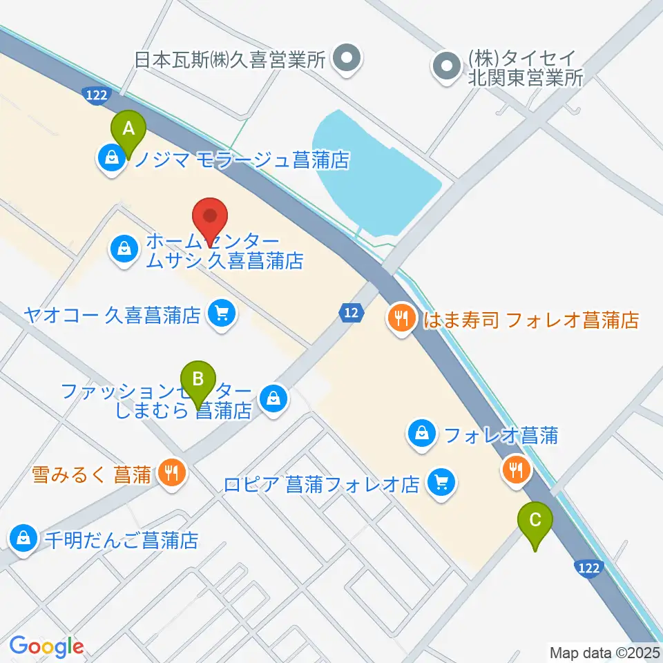 島村楽器 モラージュ菖蒲店周辺のコンビニエンスストア一覧地図