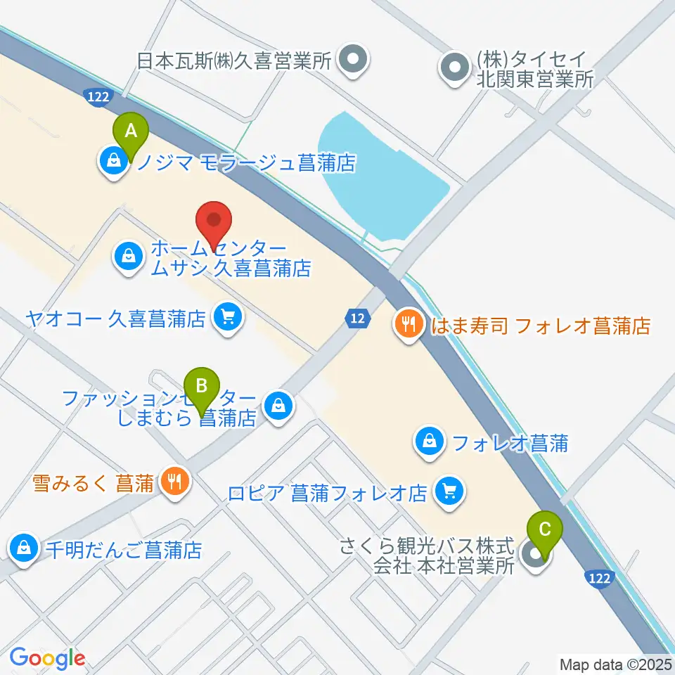 島村楽器 モラージュ菖蒲店周辺のコンビニエンスストア一覧地図