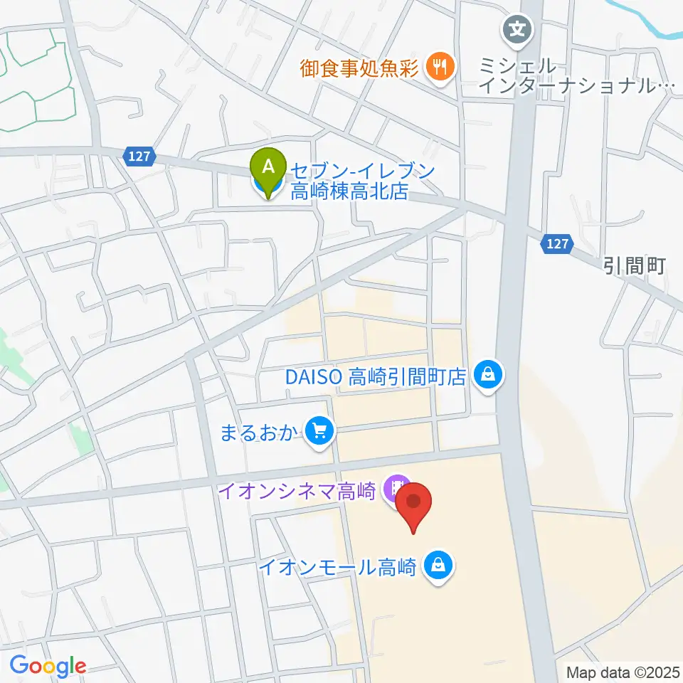 島村楽器 イオンモール高崎店周辺のコンビニエンスストア一覧地図