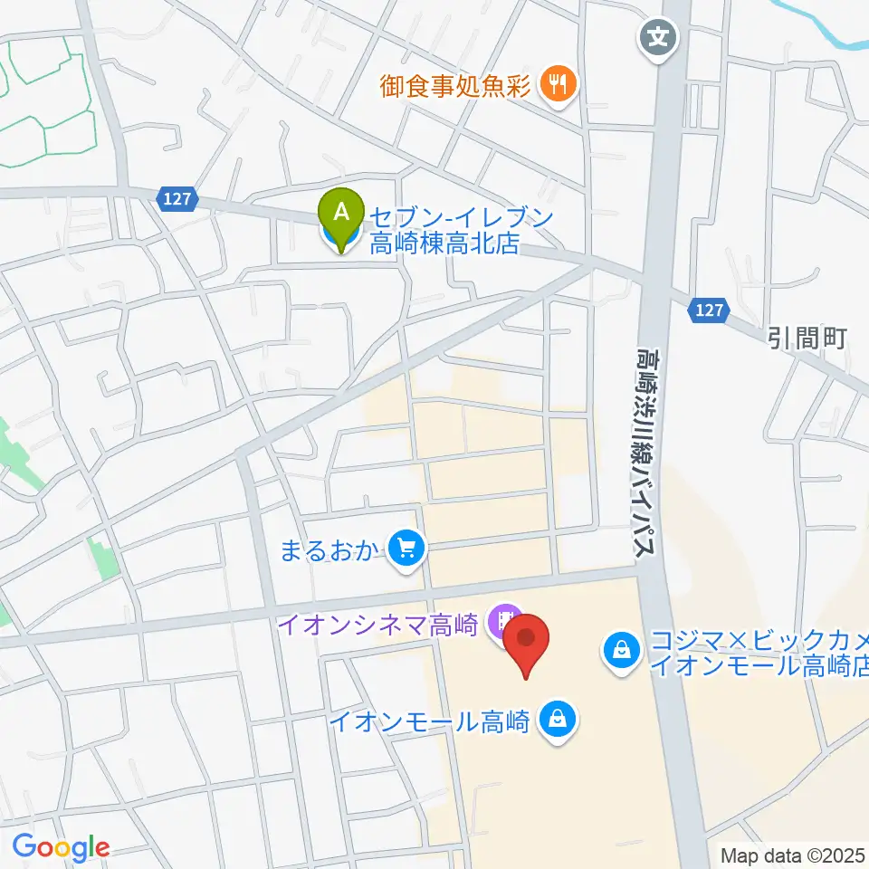 島村楽器 イオンモール高崎店周辺のコンビニエンスストア一覧地図