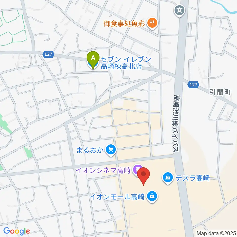 島村楽器 イオンモール高崎店周辺のコンビニエンスストア一覧地図