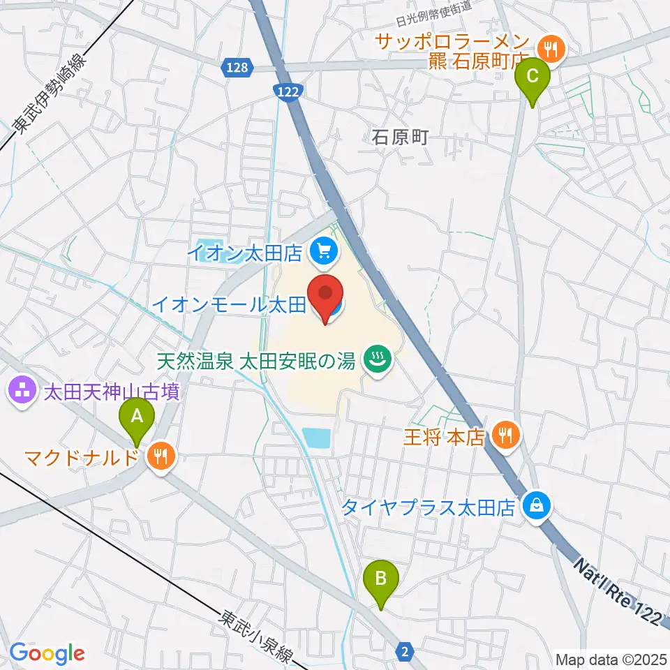 島村楽器 イオンモール太田店周辺のコンビニエンスストア一覧地図