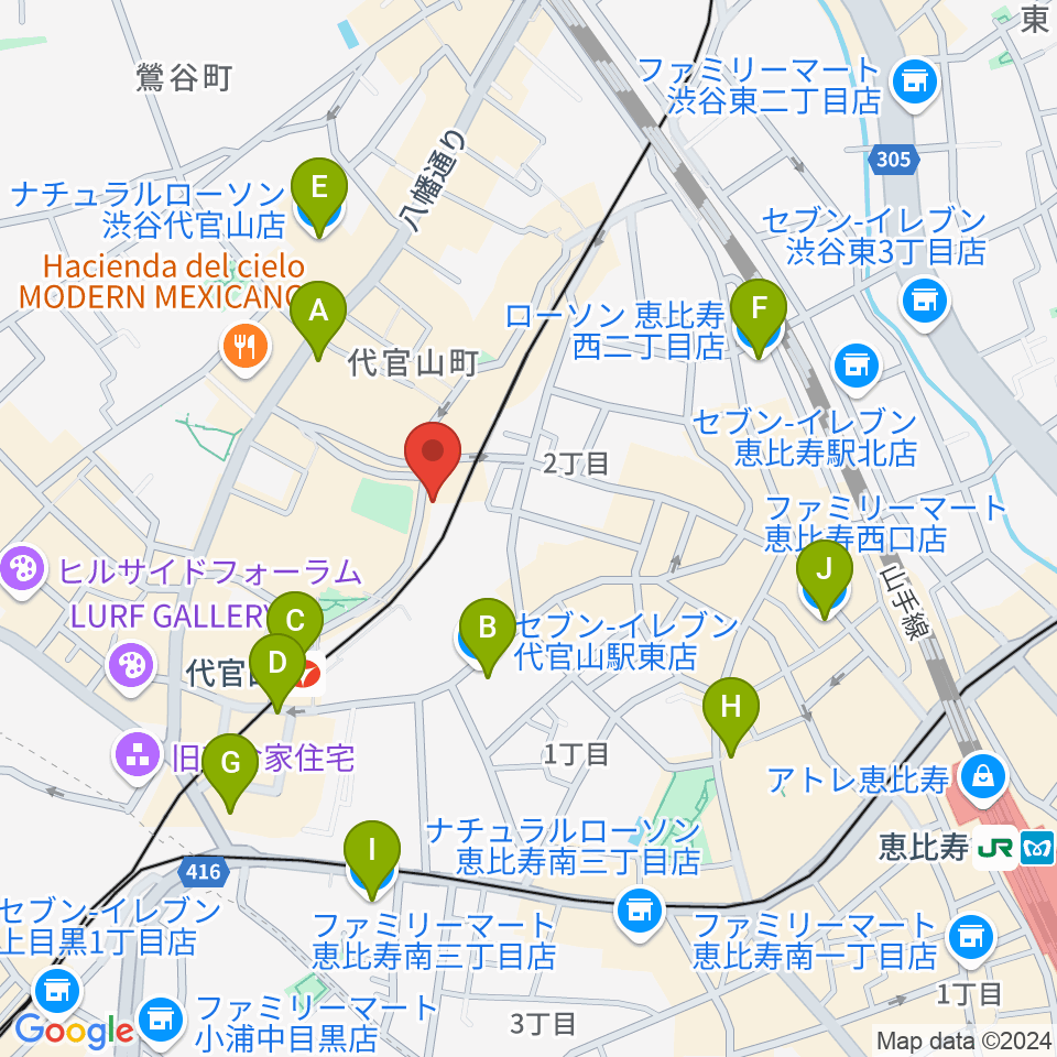 ギタートレーダーズ東京周辺のコンビニエンスストア一覧地図