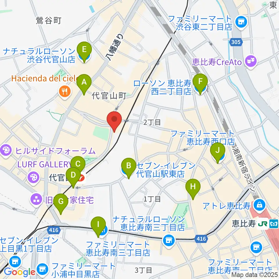 ギタートレーダーズ東京周辺のコンビニエンスストア一覧地図