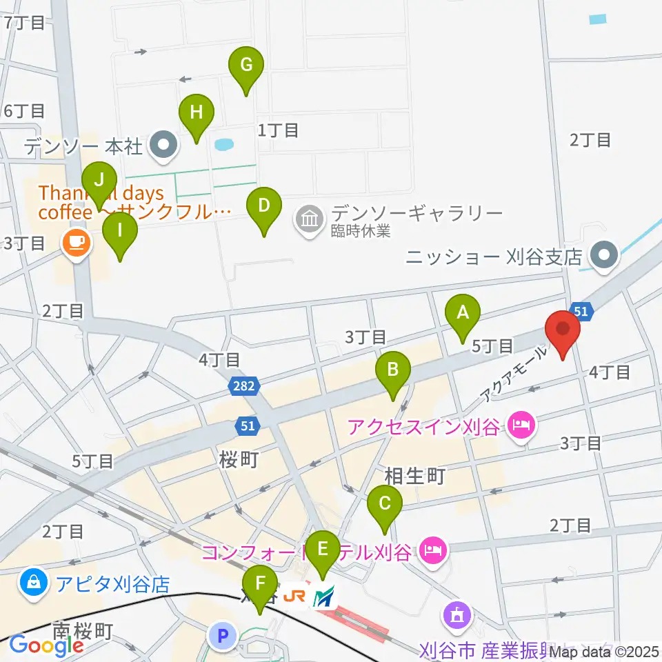 ロッキン刈谷本店周辺のコンビニエンスストア一覧地図