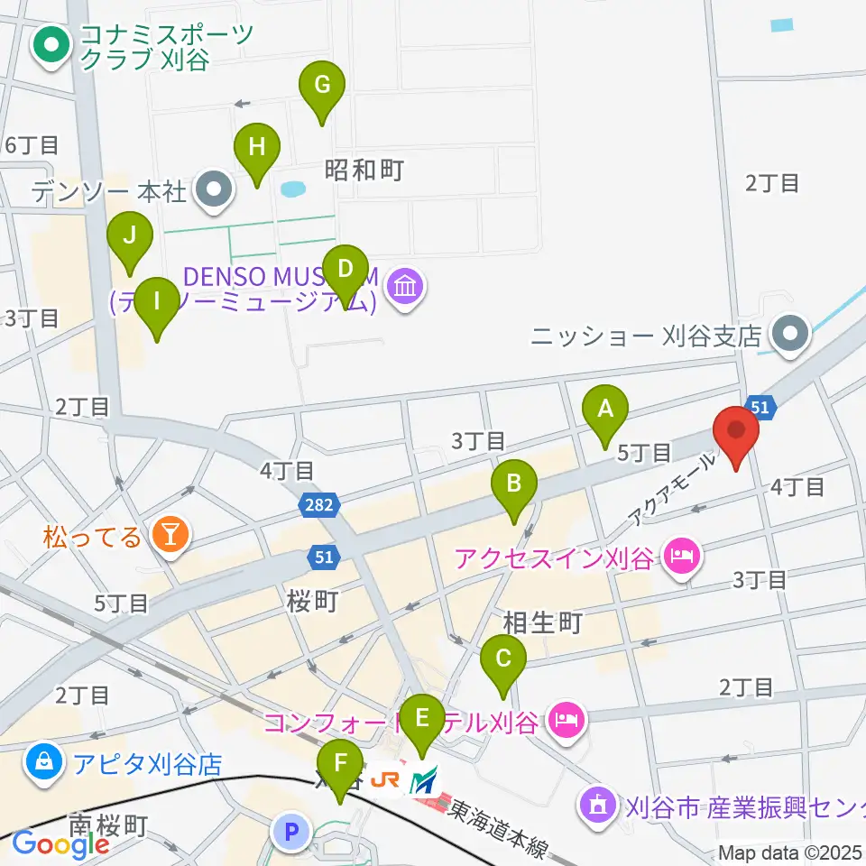 ロッキン刈谷本店周辺のコンビニエンスストア一覧地図