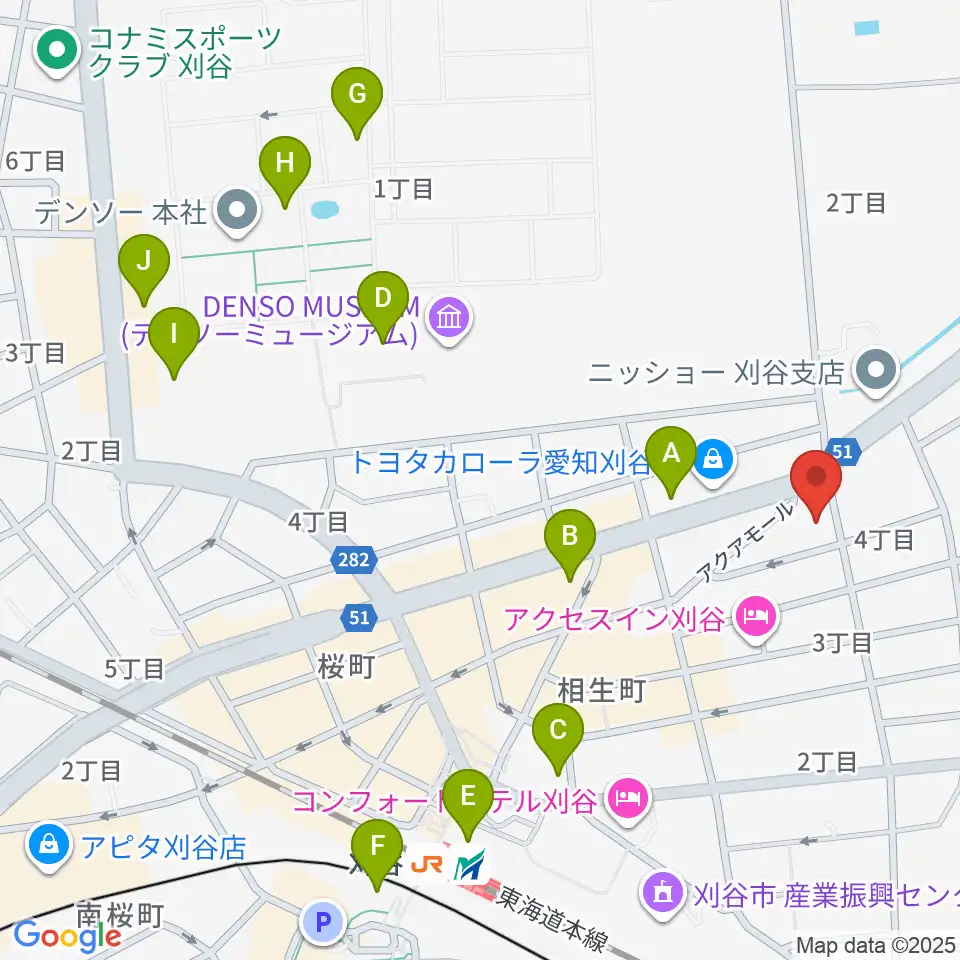 ロッキン刈谷本店周辺のコンビニエンスストア一覧地図