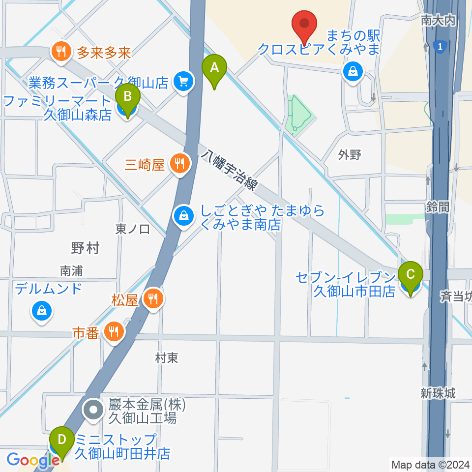 JEUGIA イオンモール久御山店周辺のコンビニエンスストア一覧地図