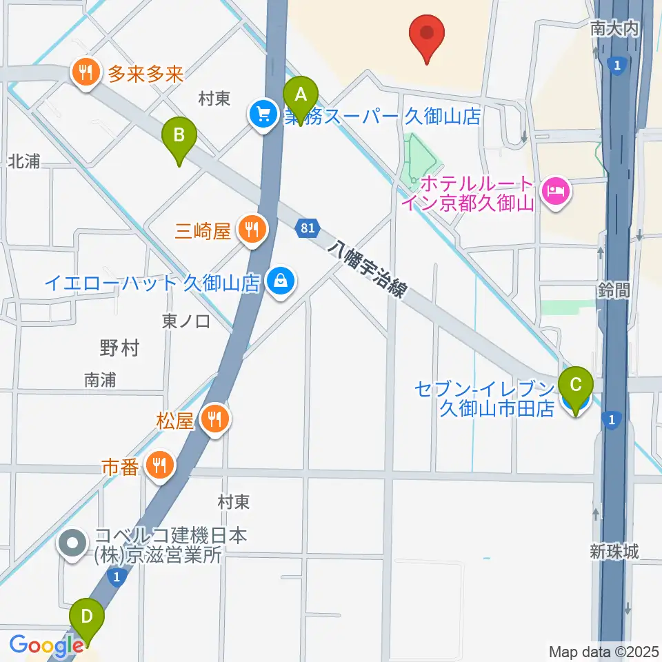 JEUGIA イオンモール久御山店周辺のコンビニエンスストア一覧地図