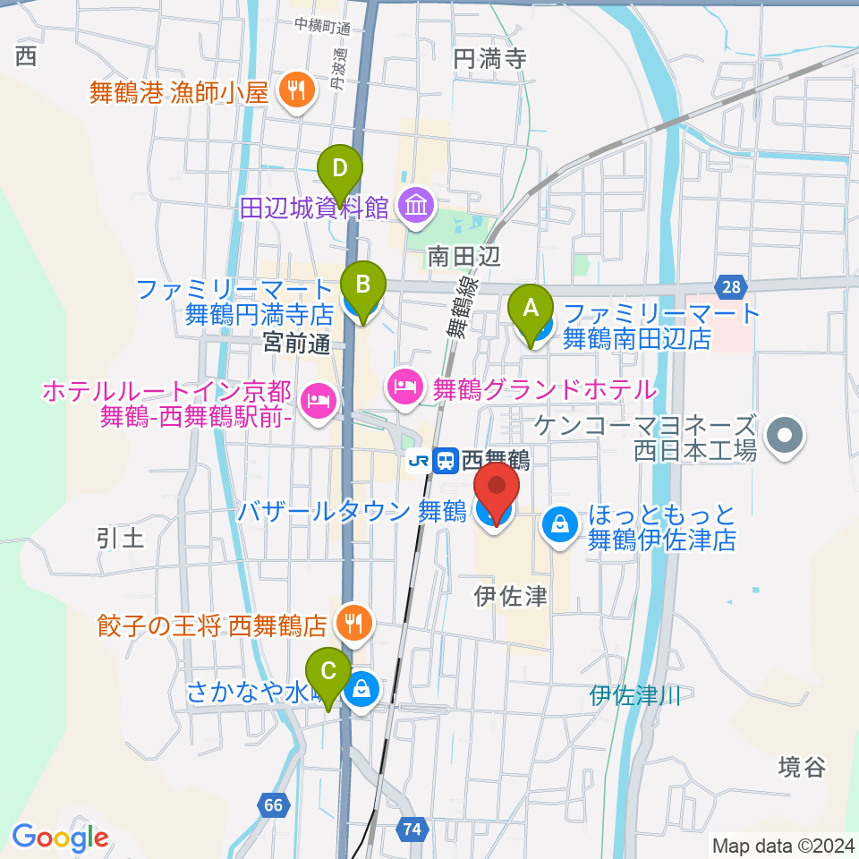 JEUGIA 西舞鶴センター周辺のコンビニエンスストア一覧地図