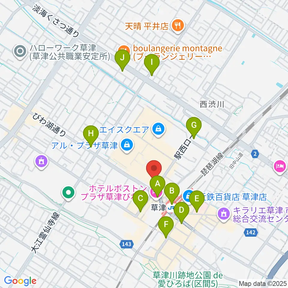 JEUGIA草津Aスクエア店周辺のコンビニエンスストア一覧地図
