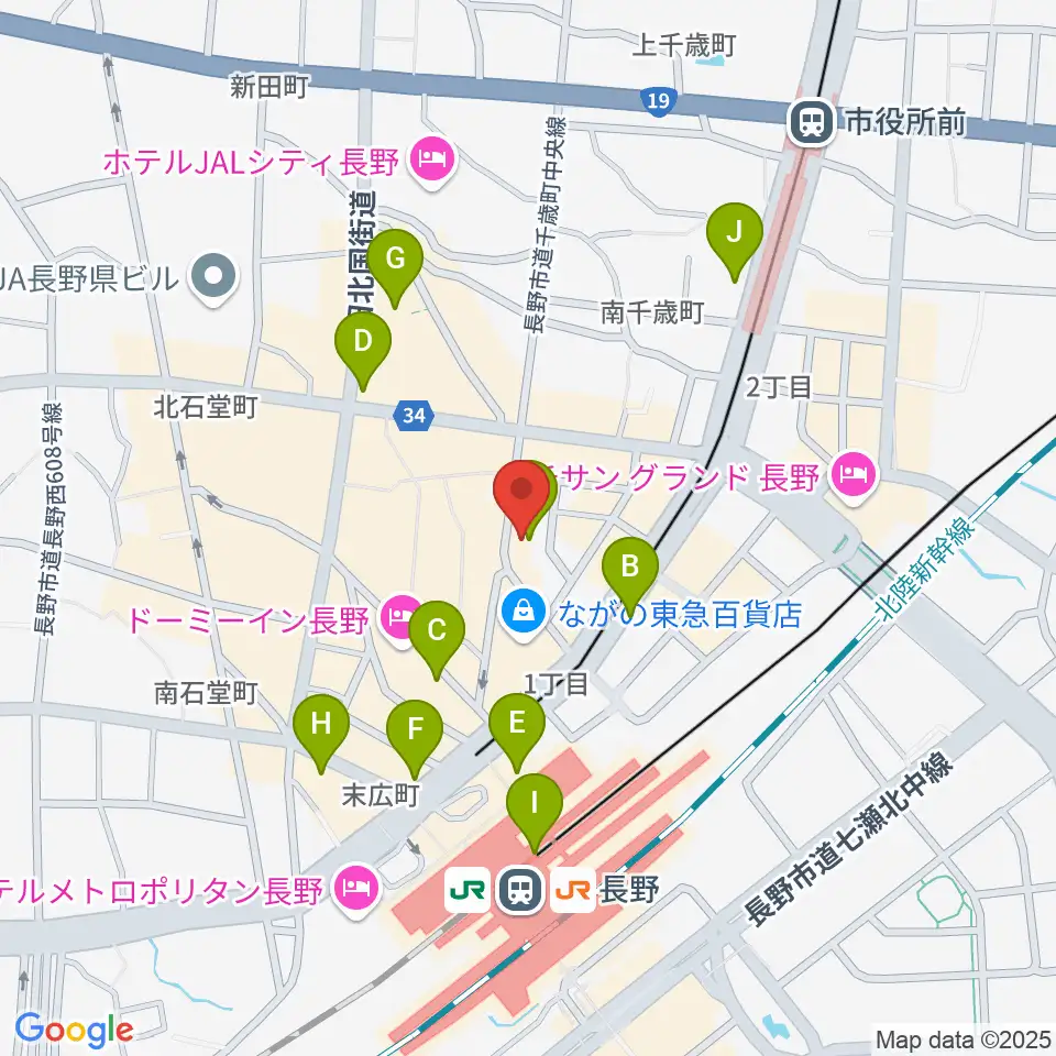 島村楽器 長野店周辺のコンビニエンスストア一覧地図