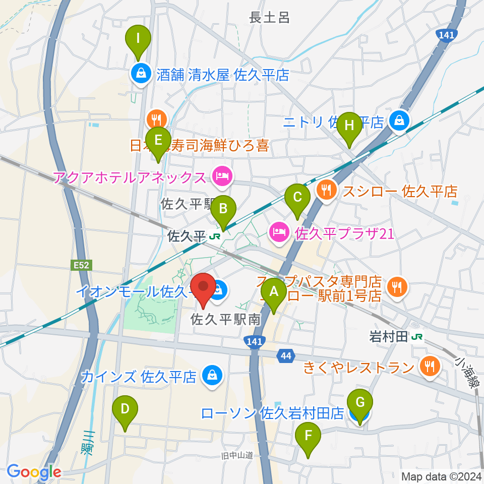 島村楽器 イオンモール佐久平店周辺のコンビニエンスストア一覧地図