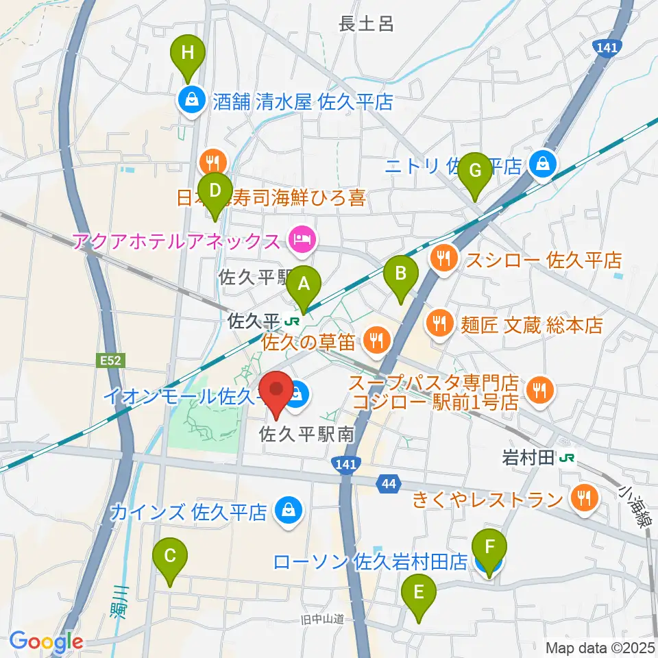 島村楽器 イオンモール佐久平店周辺のコンビニエンスストア一覧地図