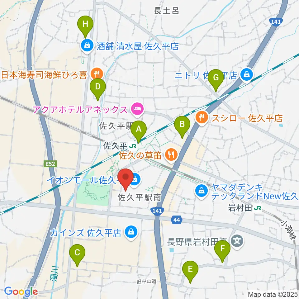 島村楽器 イオンモール佐久平店周辺のコンビニエンスストア一覧地図
