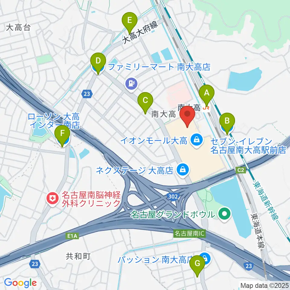 島村楽器 イオンモール大高店周辺のコンビニエンスストア一覧地図