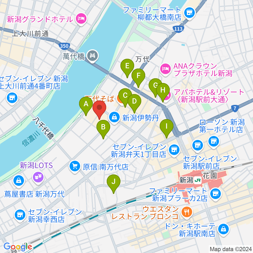 島村楽器 新潟ビルボードプレイス店 周辺のコンビニエンスストア一覧地図