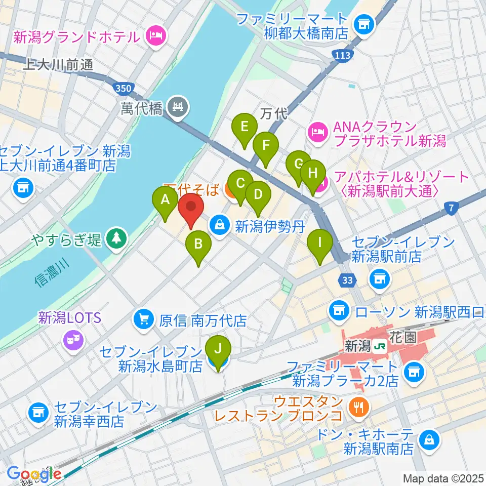 島村楽器 新潟ビルボードプレイス店 周辺のコンビニエンスストア一覧地図