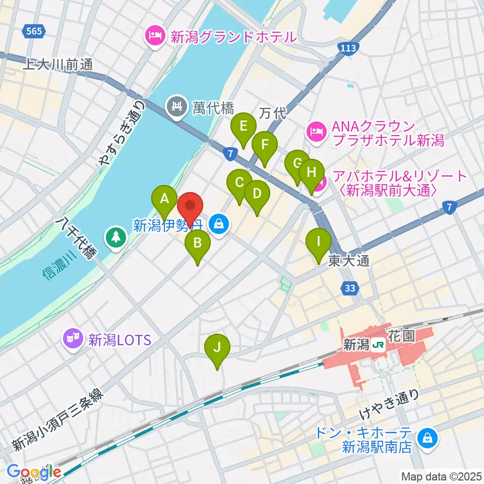島村楽器 新潟ビルボードプレイス店 周辺のコンビニエンスストア一覧地図