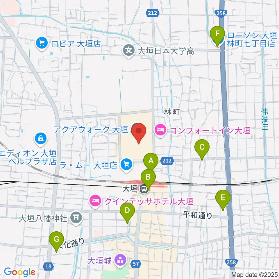 島村楽器 アクアウォーク大垣店周辺のコンビニエンスストア一覧地図