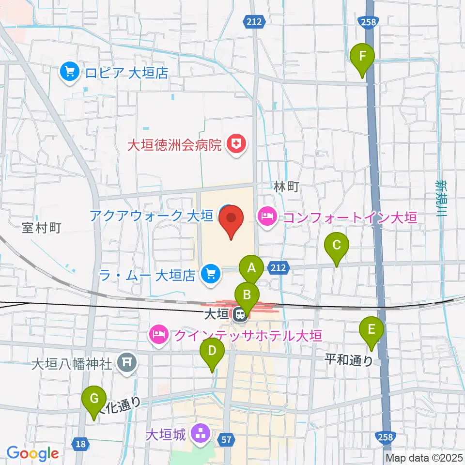 島村楽器 アクアウォーク大垣店周辺のコンビニエンスストア一覧地図