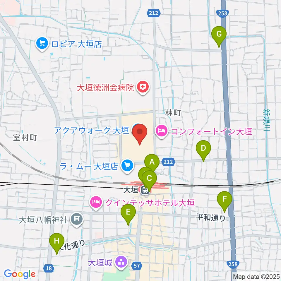 島村楽器 アクアウォーク大垣店周辺のコンビニエンスストア一覧地図