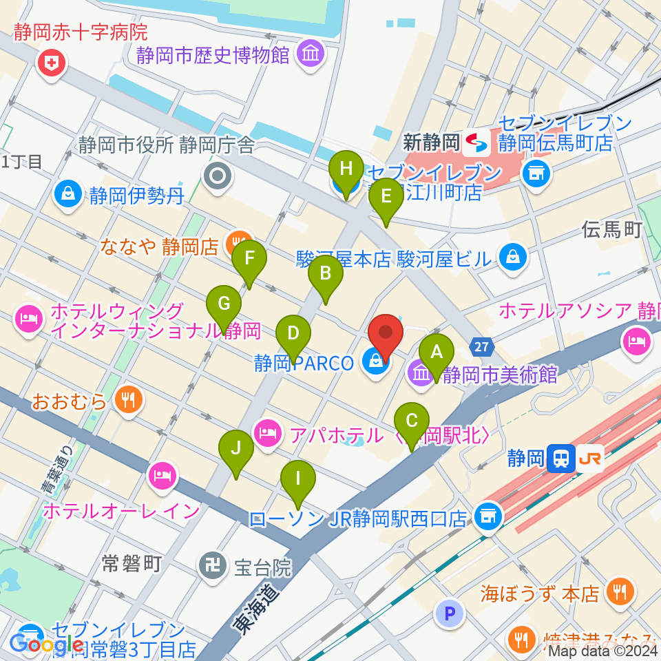 島村楽器 静岡パルコ店周辺のコンビニエンスストア一覧地図