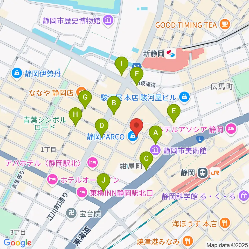 島村楽器 静岡パルコ店周辺のコンビニエンスストア一覧地図