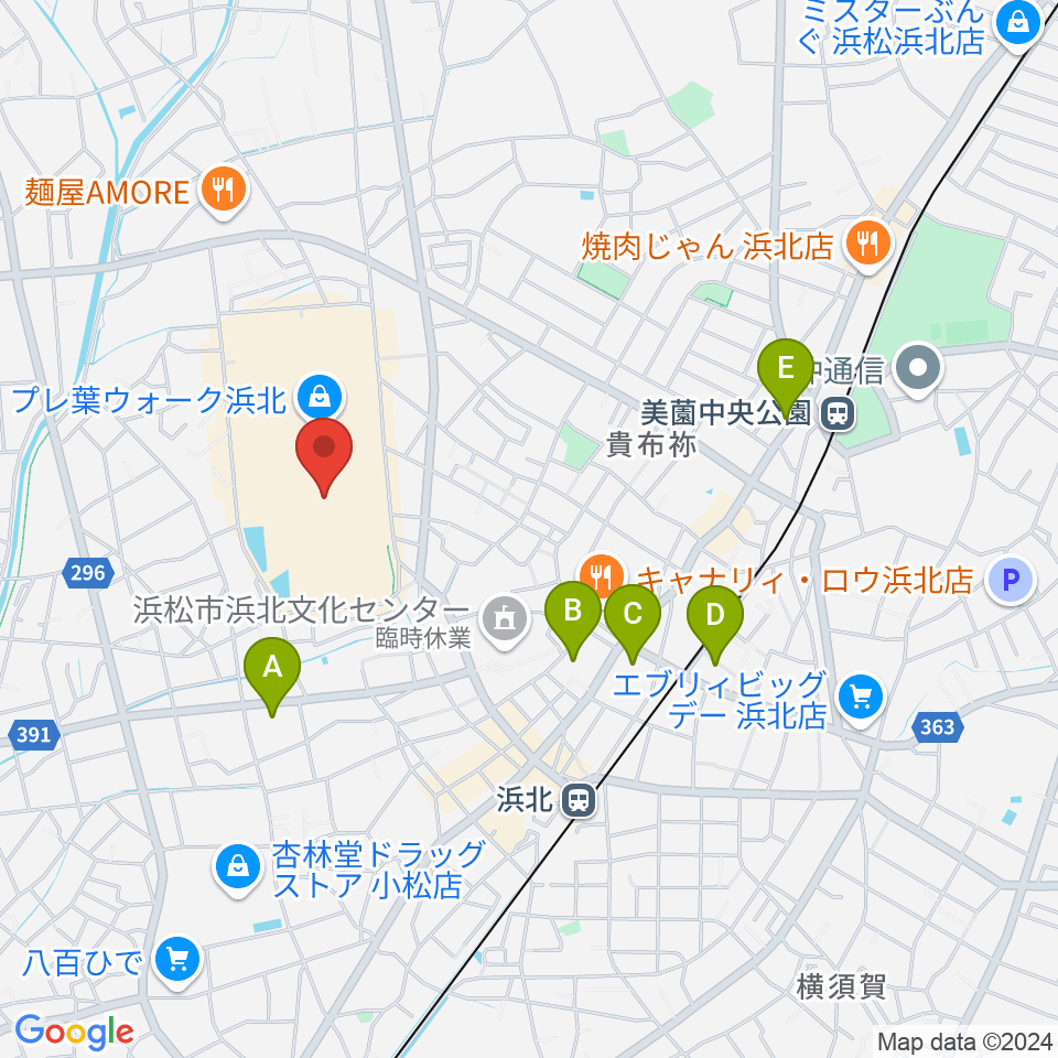 島村楽器 プレ葉ウォーク浜北店周辺のコンビニエンスストア一覧地図