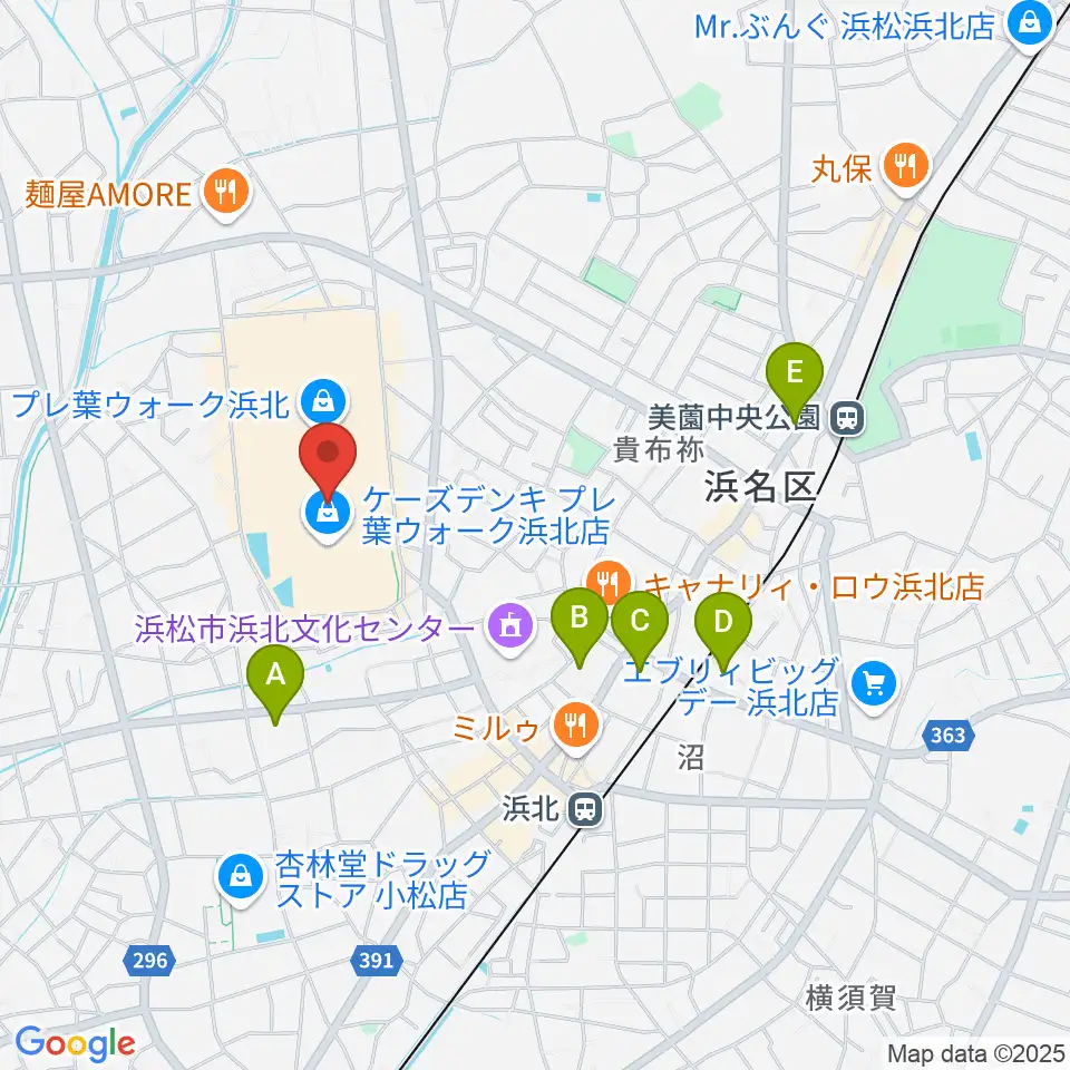 島村楽器 プレ葉ウォーク浜北店周辺のコンビニエンスストア一覧地図