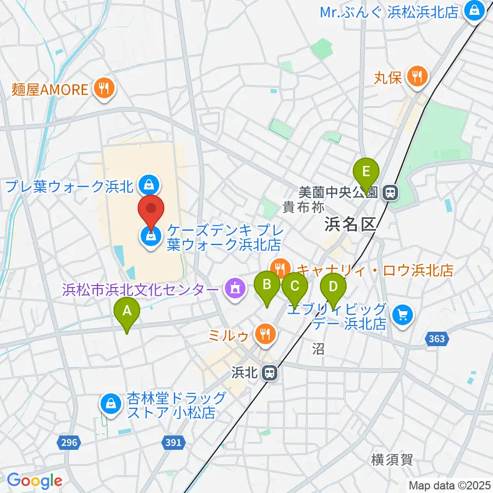 島村楽器 プレ葉ウォーク浜北店周辺のコンビニエンスストア一覧地図