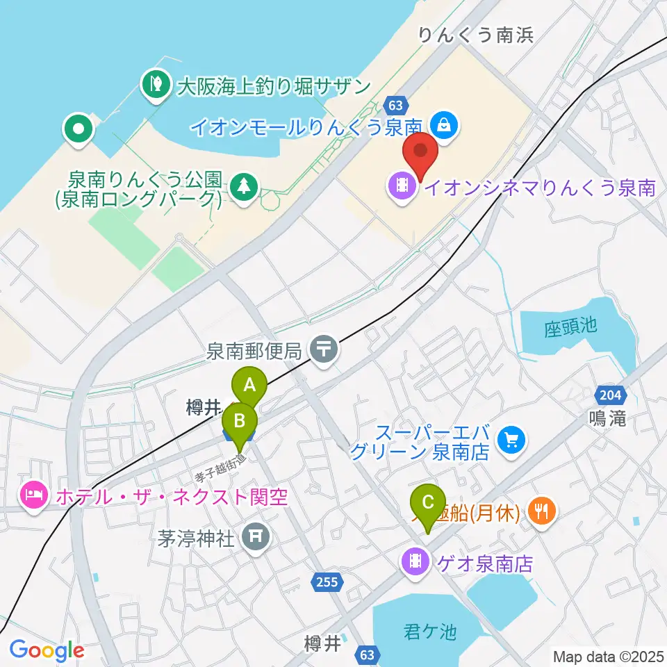 島村楽器 イオンモールりんくう泉南店周辺のコンビニエンスストア一覧地図