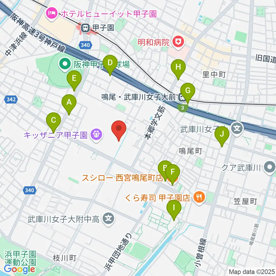島村楽器ららぽーと甲子園店周辺のコンビニエンスストア一覧地図