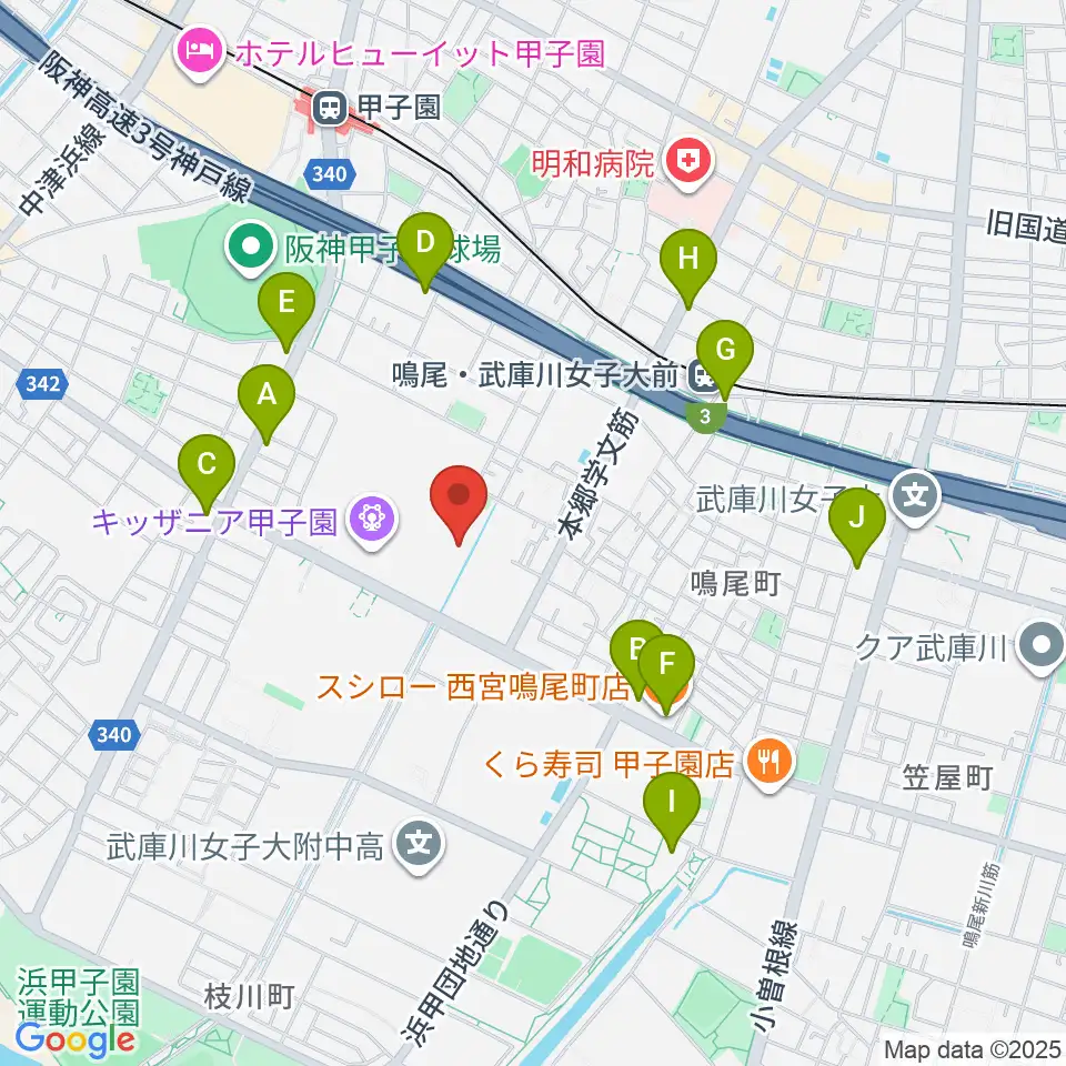 島村楽器ららぽーと甲子園店周辺のコンビニエンスストア一覧地図